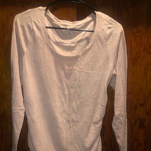 Blush colored long sleeve maternity shirt